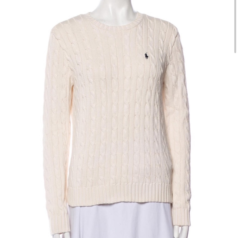 Ralph Lauren Ivory Cable knit sweater (L)